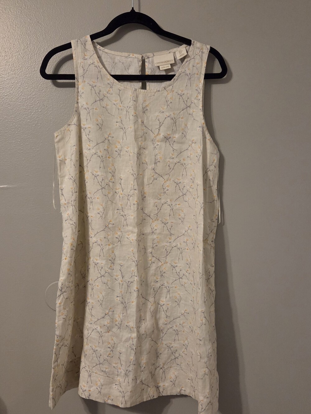 Women’s Cynthia Rowley 100% Linen Shift Dress Pockets Sz S Boho Floral - Picture 2 of 7